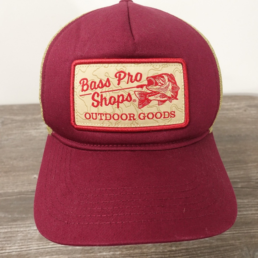 Bass Pro Shops Trucker Hat Unisex OS Maroon Good Mesh Snapback Cap